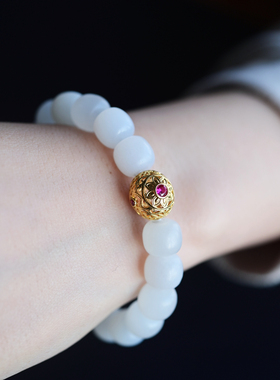 一斤钻戒天然和田白玉18K金