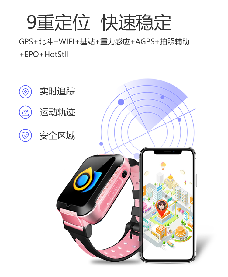 阿拉町智能儿童电话手表9重定位移动支付语音机器人防水