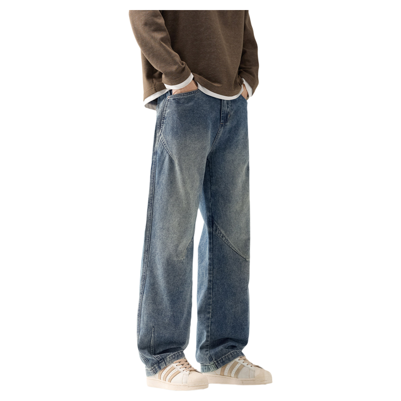 解构分割牛仔裤子男春秋季美式复古直筒长裤男显瘦百搭休闲阔腿裤,淘宝优惠券,粉丝福利购,淘宝优惠卷