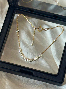 纯银碎银子蛇骨滑动手链不规则银片小众设计叠戴百搭自制可调节女