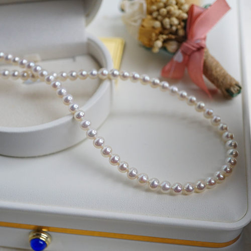 18K金扣 高品质极亮正圆全无瑕天然白色小米珍珠项链4.3mm42-45cm - 图1