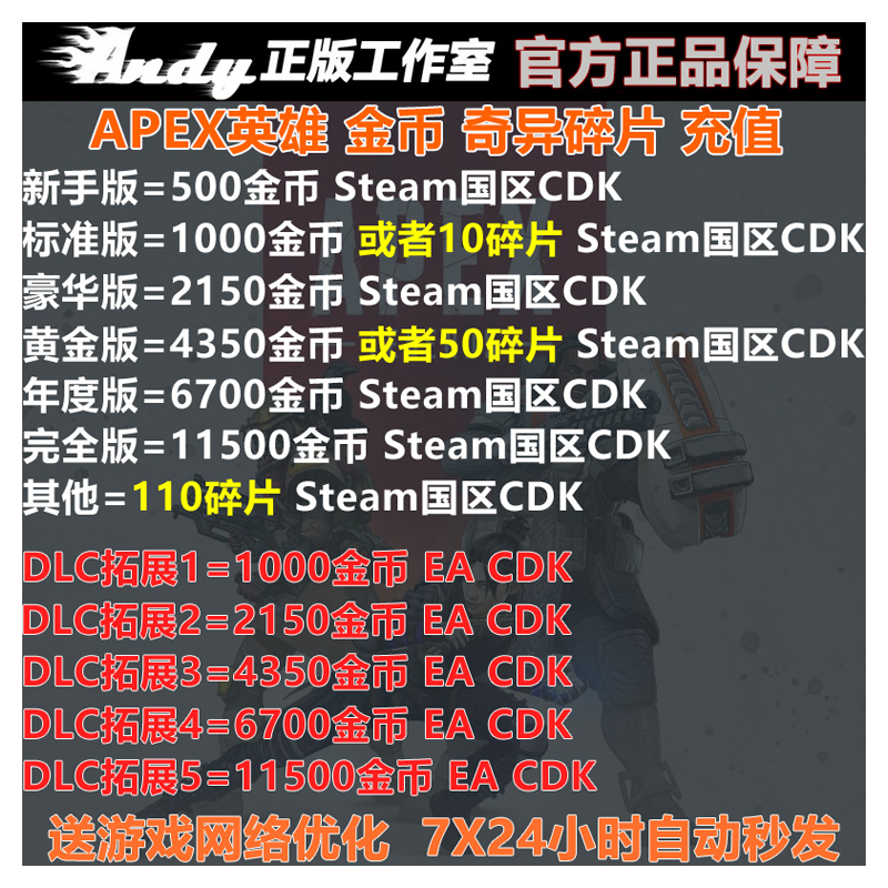 Apex英雄1000金币通行证2150充值6700 11500奇异碎片国区Steam EA-图2