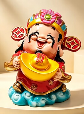 钱生钱树脂手绘车载居家财神手办