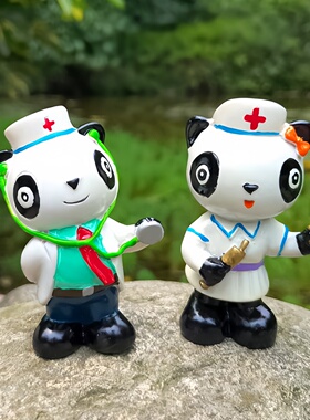 警察厨师成都熊猫文创纪念品摆件