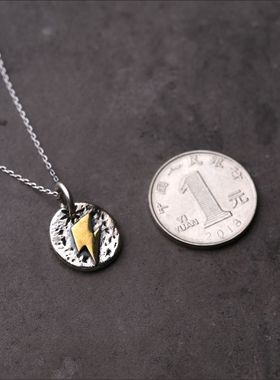 纯银小闪电项链吊坠饰品男女情侣个性时尚森系潮学生生日礼物