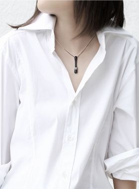 青未原创设计师手作黑檀木纯银四叶草项链项坠吊坠女款小清新饰品