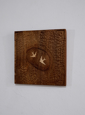 等燕子归来，原创手工画框撞色内嵌燕子意境小品画作挂画装饰画