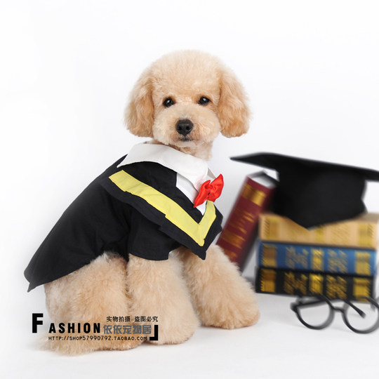 宠物衣服狗狗衣服变成装博士服猫狗毕业学士服不带帽两色入学生装