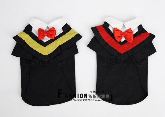 宠物衣服狗狗衣服变成装博士服猫狗毕业学士服不带帽两色入学生装