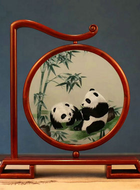 纯手工苏绣双面绣实木材质礼盒装