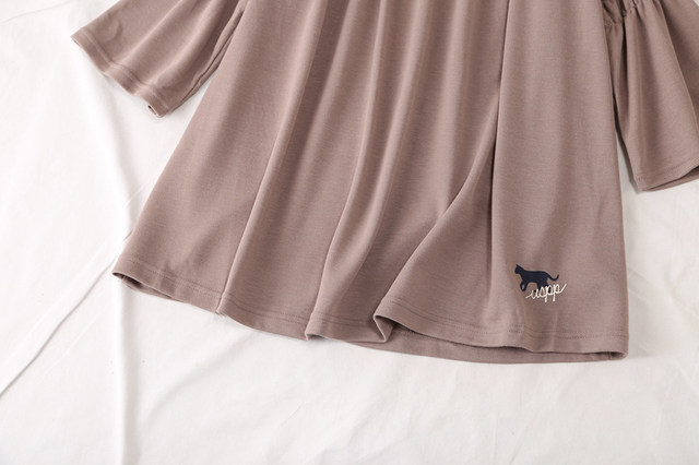 Japanese single bow round neck split sleeve loose top