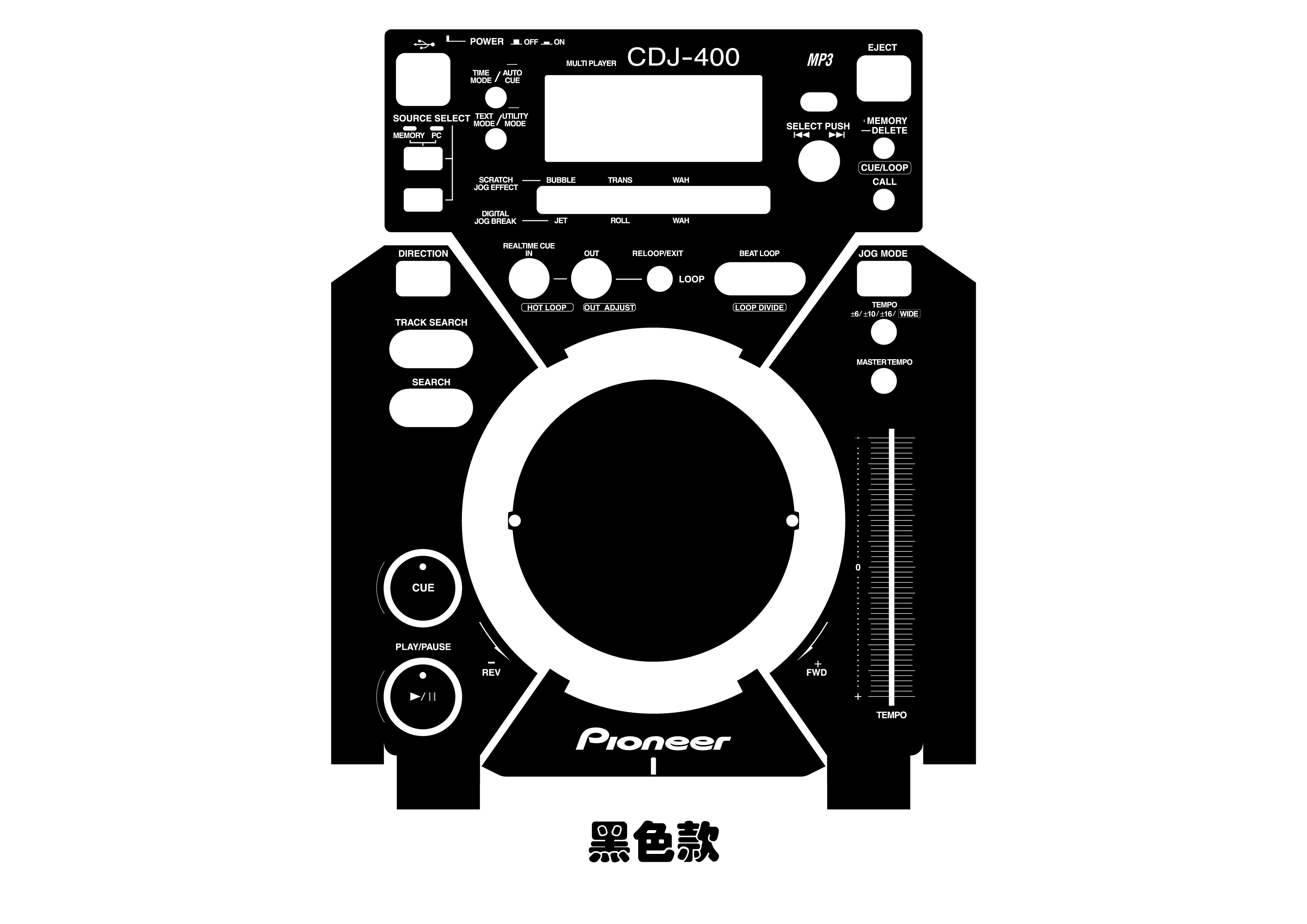 先锋CDJ-400打碟机面板保护贴膜.PIONEER炫彩膜，可个性定制 - 图3