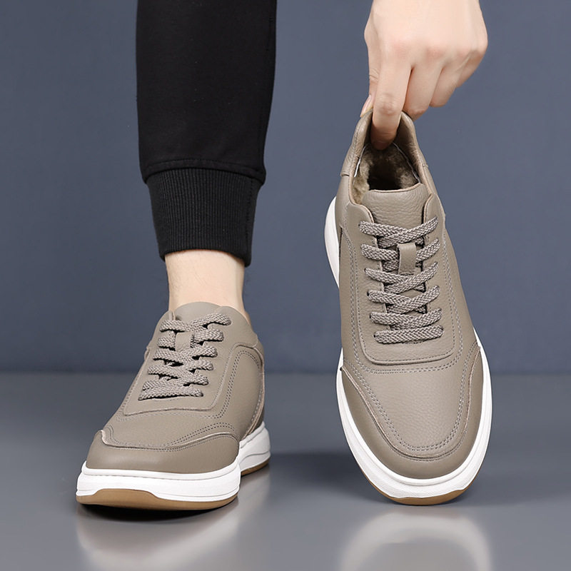 纯羊毛一体头层牛皮男鞋高帮休闲皮鞋时尚百搭保暖冬季新款加绒鞋,淘宝优惠券,粉丝福利购,淘宝优惠卷