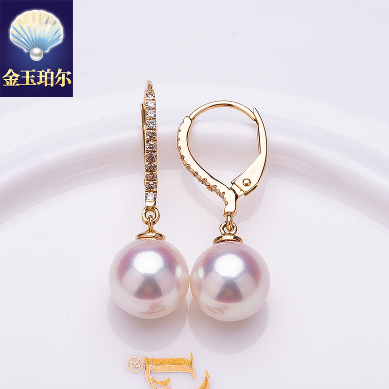 天然akoya海水珍珠耳环天女日本珠耳圈耳坠钻石18K玫瑰金黄金白金,淘宝优惠券,粉丝福利购,淘宝优惠卷