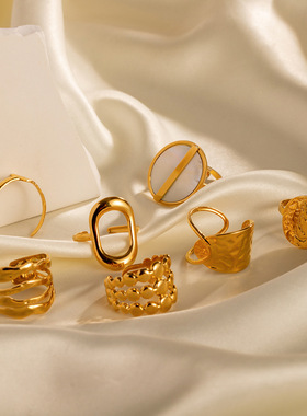 法式复古设计师网红钛钢开口戒指