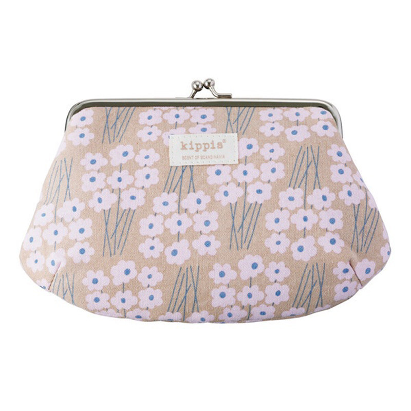 夹口杂志附录帆布收纳包素雅小花朵浅褐色化妆品随身整理棉布袋子,淘宝优惠券,粉丝福利购,淘宝优惠卷