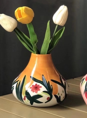 复古花瓶 鲜花水培花器 陶瓷花器花盆摆件 样品孤品捡漏