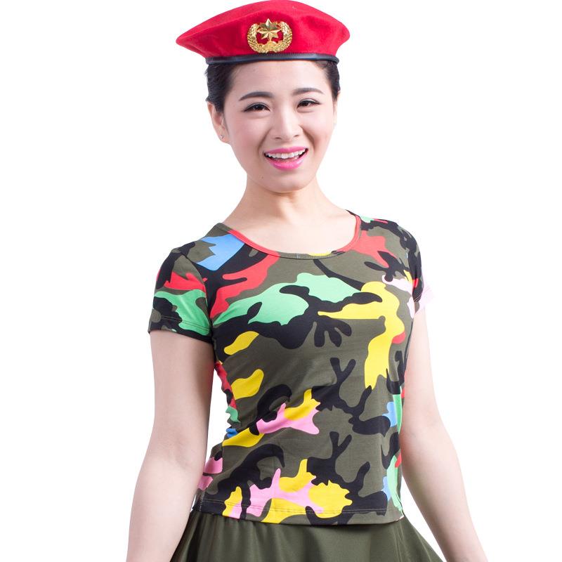 2019云裳广场舞蹈服装新款彩色水兵舞蹈服装迷彩服套装T21