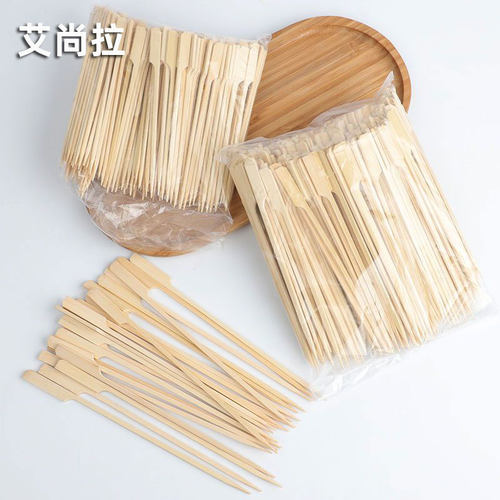 关东煮竹签烧烤串一次性串串签子商用铁炮串钵钵鸡烧烤带手柄竹签 - 图0