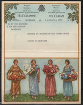 Teenage girl in Belgian electric newspaper barefoot wearing skirts holds a variety of flowers and flower rattan chicket 5
