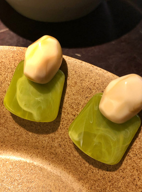 绿豆法式复古牛油果耳环小众