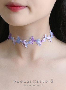 梦幻蝴蝶。新款超仙气颈链女甜美少女心项圈链脖子饰品颈带choker