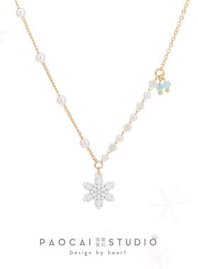 泡菜皇后秋冬白色雪花项链