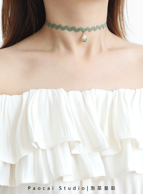 水滴玉露。森系少女心choker项圈锁骨链超仙女颈带项链颈链饰品