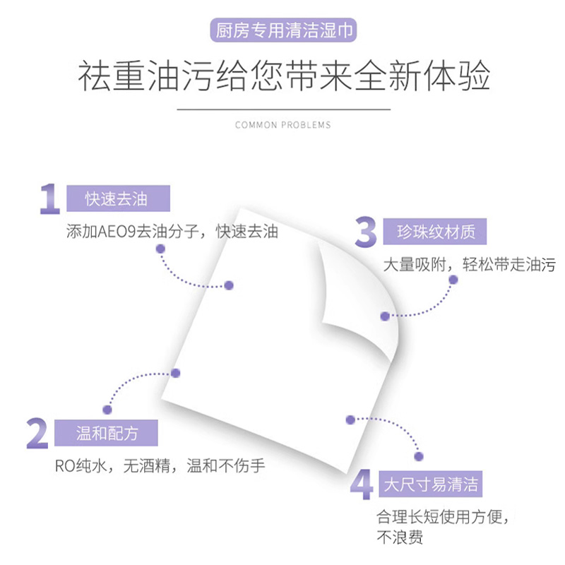 厨房清洁湿巾大包装强力去油去污专用纸巾家用油污一擦干净一次性 - 图2