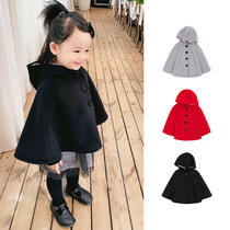 Toulejour Girl Wool Cape Spring Autumn Cloak Baby Windproof Warm Cloak Children With Hood Jacket