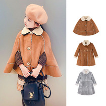 Toullejour girl capsized coat thickened warm compound suede manmade lamb velvet cloak medium long jacket