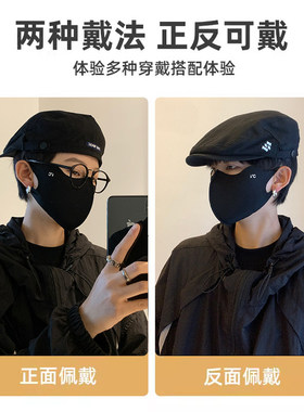 CUNCY正反戴贝雷帽男文艺风百搭前进帽短檐痞帅复古鸭舌画家帽潮