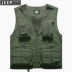 JEEP / Jeep nhiều túi vest chụp ảnh ngoài trời câu cá vest mùa hè nam vest mỏng phần vest kích thước lớn - Dệt kim Vest áo len hàn quốc Dệt kim Vest