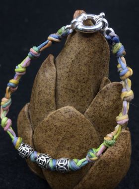 原创纯银弹簧扣佛牌民族风手绳