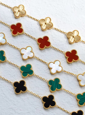 四叶草手链女轻奢高级感18K金镀层双面贝母幸运草手饰品跨境爆款