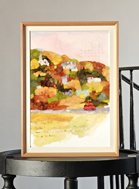 2026静圆的彩蛋日历手绘插画装饰挂墙画框A3马年挂历框黑胡桃实木