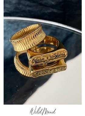 野生镂空爱心钛钢镀金戒指