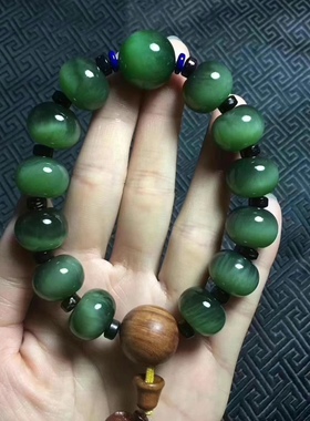 碧玉猫眼支持复检带证书手串