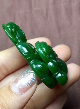 和田玉碧玉阳绿色观音 佛吊坠