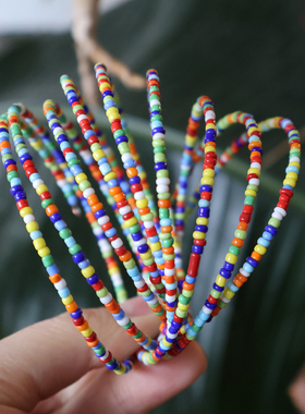 非洲旅行带回孤品桑布鲁部落原版手工制作彩色串珠多层手链