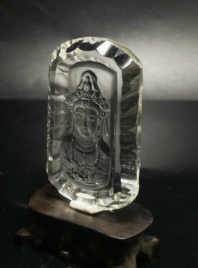 天然白水晶观音吊坠钻石切割工艺千禧刻面观世音菩萨挂件项链男女