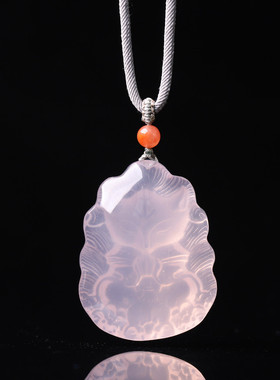天然粉水晶狐狸吊坠原矿粉晶桃花芙蓉石饰品礼物九尾狐项链挂坠女