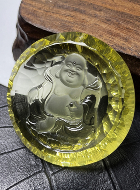 黄水晶弥勒佛吊坠女款男士钻石切割款千禧刻面天然水晶珠链挂件坠