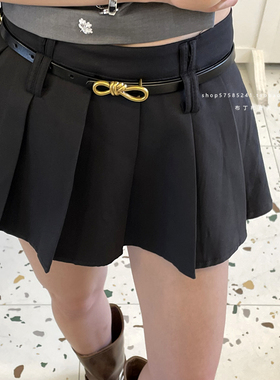 女士蝴蝶结韩版皮带腰带二层牛皮