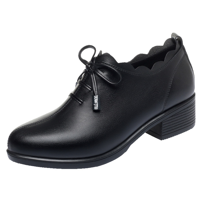 妈妈鞋真皮软底单鞋中年粗跟女士皮鞋中跟中老年春秋深口低跟女鞋,淘宝优惠券,粉丝福利购,淘宝优惠卷