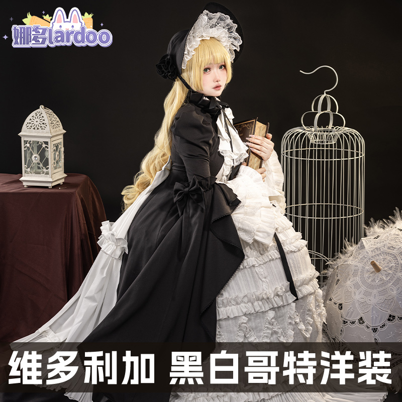 娜多 GOSICK哥特萝莉侦探事件簿维多利加cosplay包子黑白洋装5375-图1