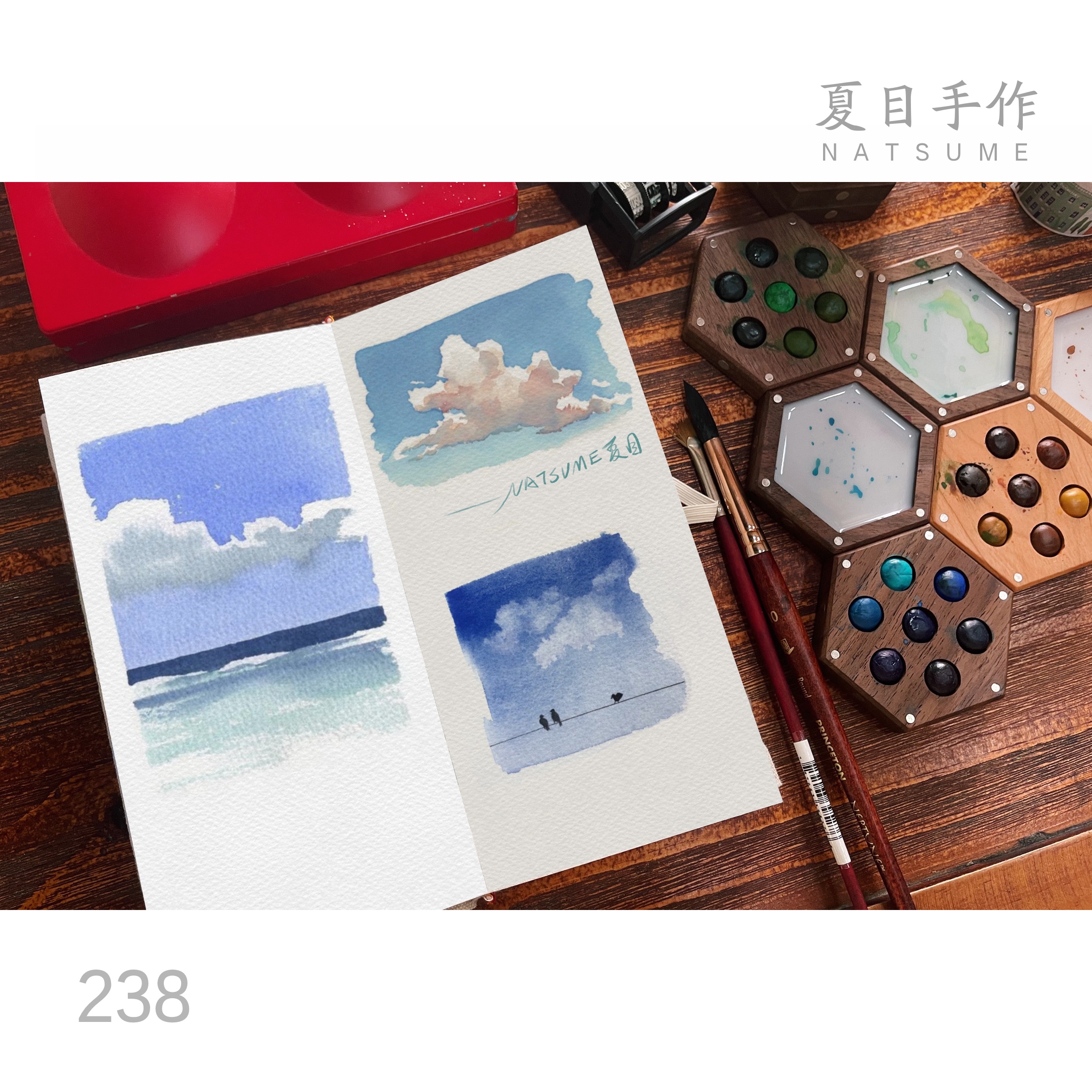 238week本《海滨小镇的下午》手工随身旅行水彩本手账速写本宝虹 - 图1