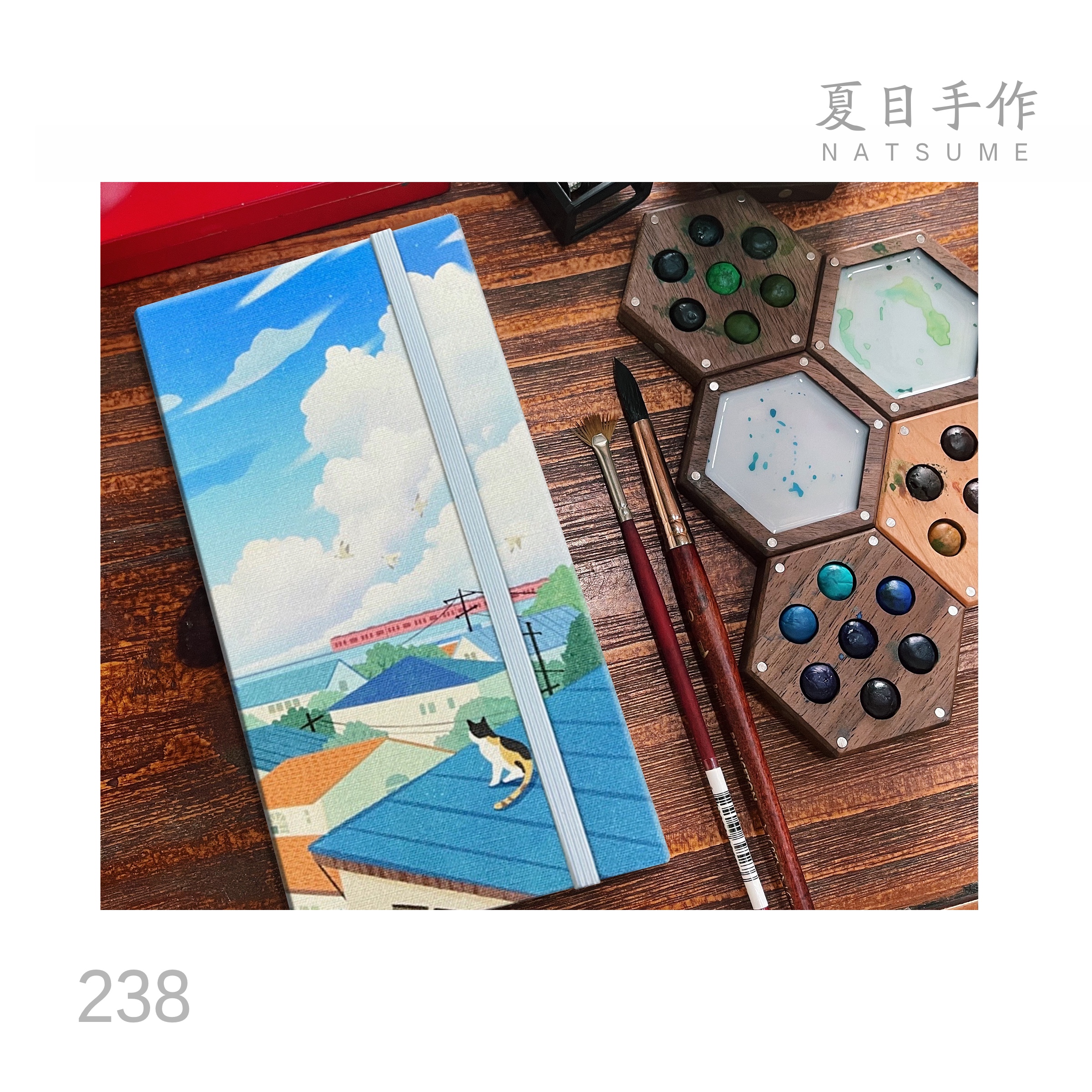 238week本《海滨小镇的下午》手工随身旅行水彩本手账速写本宝虹 - 图0