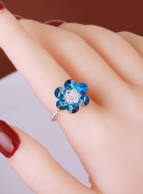 s925纯银+奥地利水晶戒指不褪色