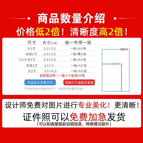 洗证件照冲印1寸2寸大一寸换底色照片冲印打印高清签证登记照包邮 - 图2